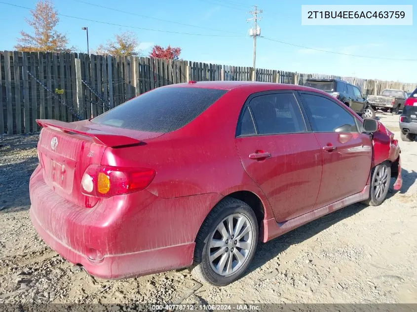 2010 Toyota Corolla S VIN: 2T1BU4EE6AC463759 Lot: 40778712