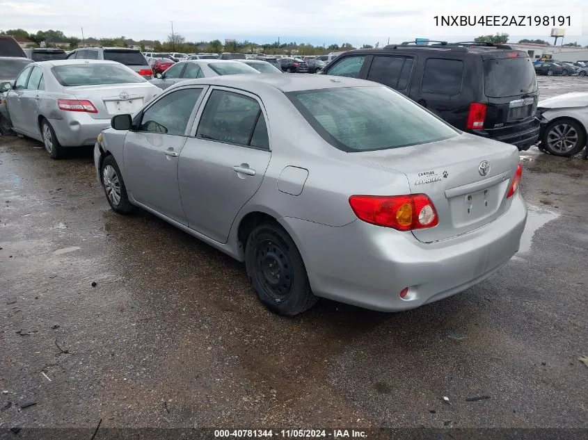 2010 Toyota Corolla VIN: 1NXBU4EE2AZ198191 Lot: 40781344