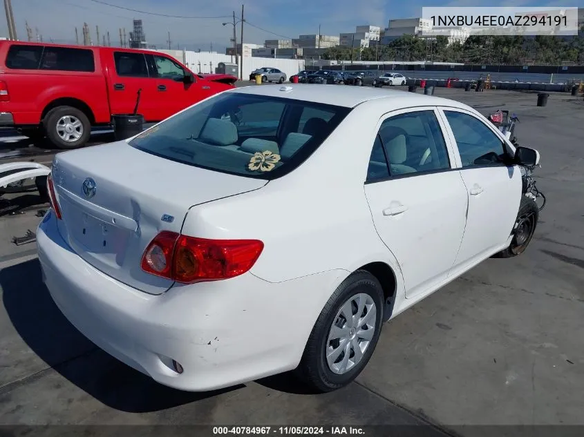 2010 Toyota Corolla Le VIN: 1NXBU4EE0AZ294191 Lot: 40784967