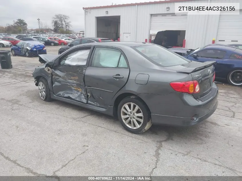 2010 Toyota Corolla S VIN: 2T1BU4EE4AC326156 Lot: 40789622