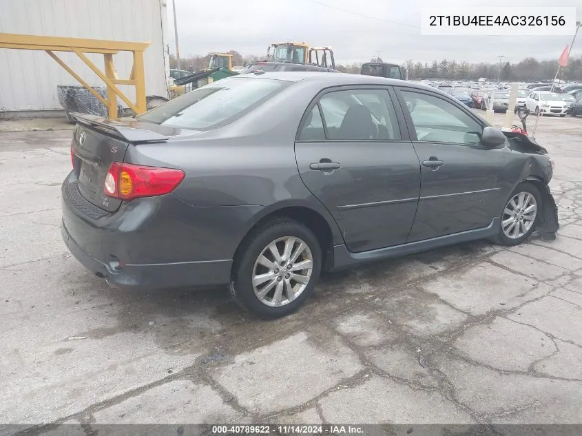 2010 Toyota Corolla S VIN: 2T1BU4EE4AC326156 Lot: 40789622