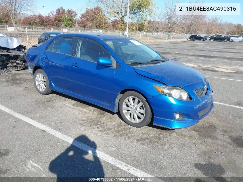 2010 Toyota Corolla S VIN: 2T1BU4EE8AC490316 Lot: 40795002