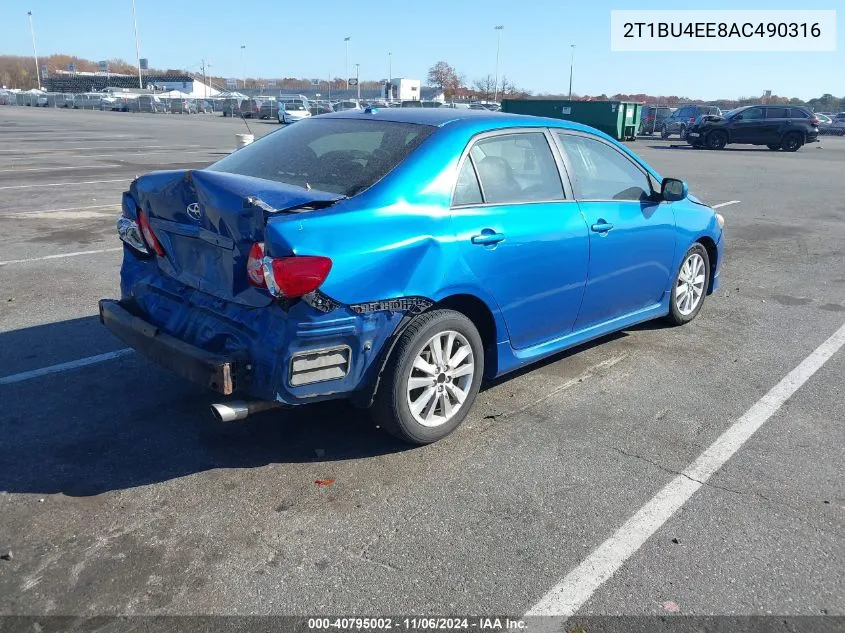 2010 Toyota Corolla S VIN: 2T1BU4EE8AC490316 Lot: 40795002