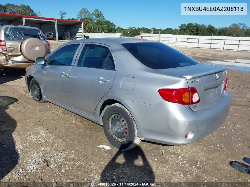 2010 Toyota Corolla Le VIN: 1NXBU4EE0AZ208118 Lot: 40813026