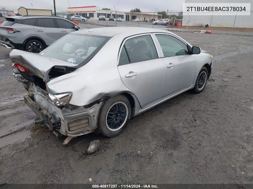 2010 Toyota Corolla Le VIN: 2T1BU4EE8AC378034 Lot: 40817257