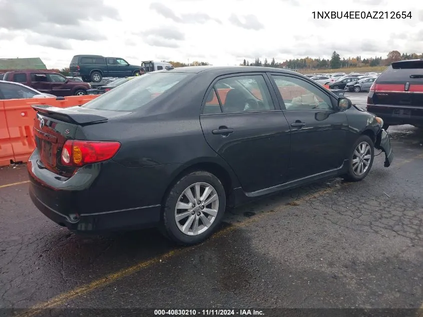 2010 Toyota Corolla S VIN: 1NXBU4EE0AZ212654 Lot: 40830210