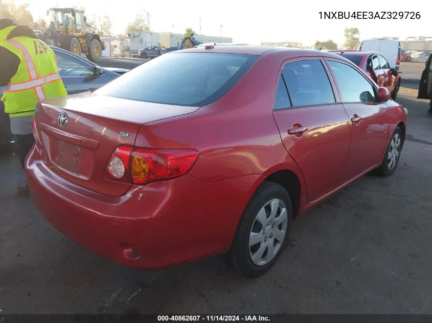 2010 Toyota Corolla Le VIN: 1NXBU4EE3AZ329726 Lot: 40862607