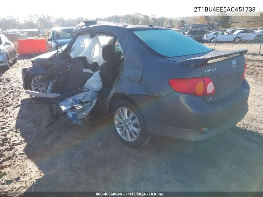 2010 Toyota Corolla S VIN: 2T1BU4EE5AC451733 Lot: 40868644