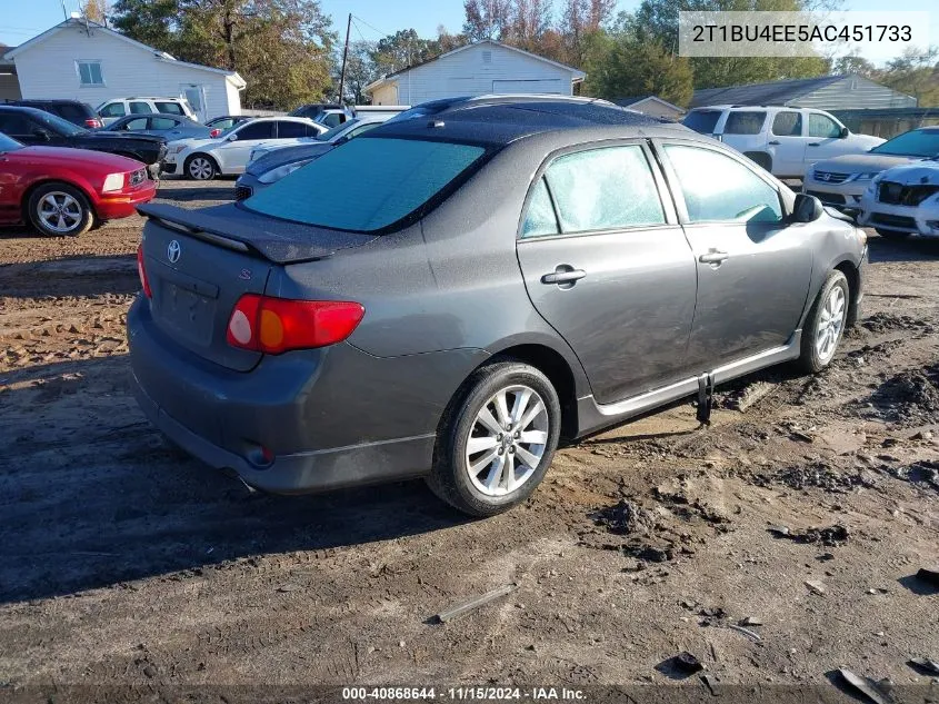 2010 Toyota Corolla S VIN: 2T1BU4EE5AC451733 Lot: 40868644