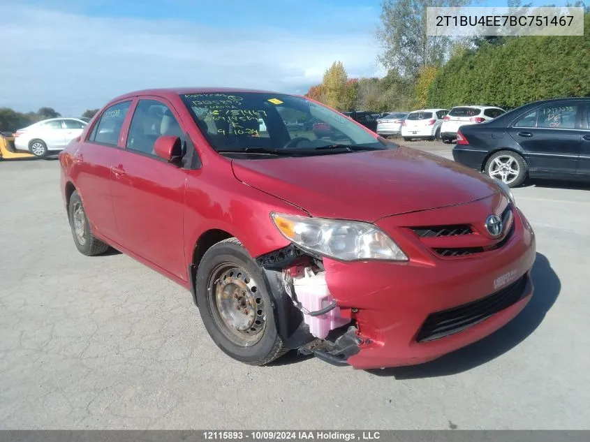 2011 Toyota Corolla S/Le VIN: 2T1BU4EE7BC751467 Lot: 12115893