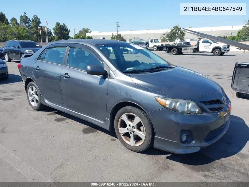 2011 Toyota Corolla S VIN: 2T1BU4EE4BC647549 Lot: 39916248