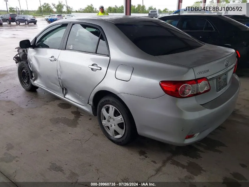 2011 Toyota Corolla Le/S VIN: JTDBU4EE8BJ100692 Lot: 39960735