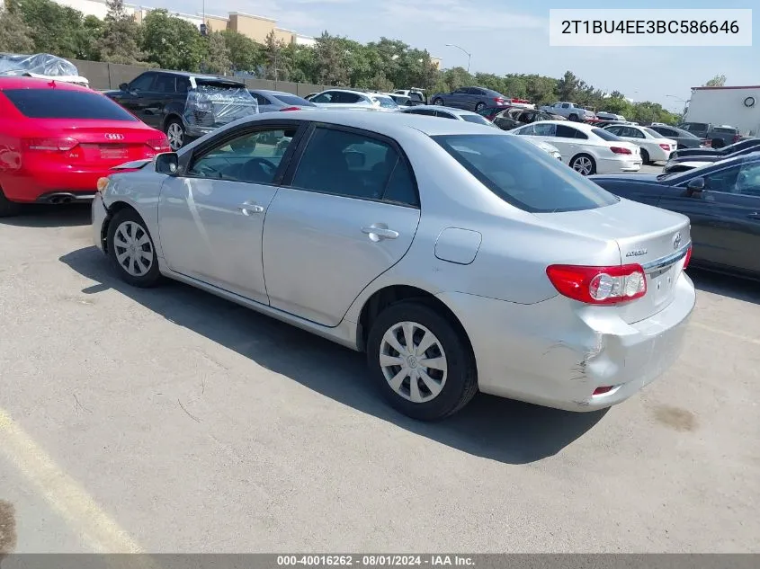 2011 Toyota Corolla Le VIN: 2T1BU4EE3BC586646 Lot: 40016262