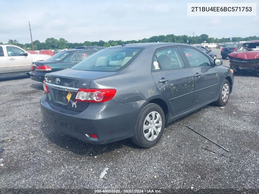 2011 Toyota Corolla Le VIN: 2T1BU4EE6BC571753 Lot: 40055520