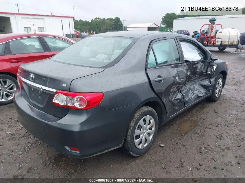 2011 Toyota Corolla Le VIN: 2T1BU4EE1BC618378 Lot: 40061607