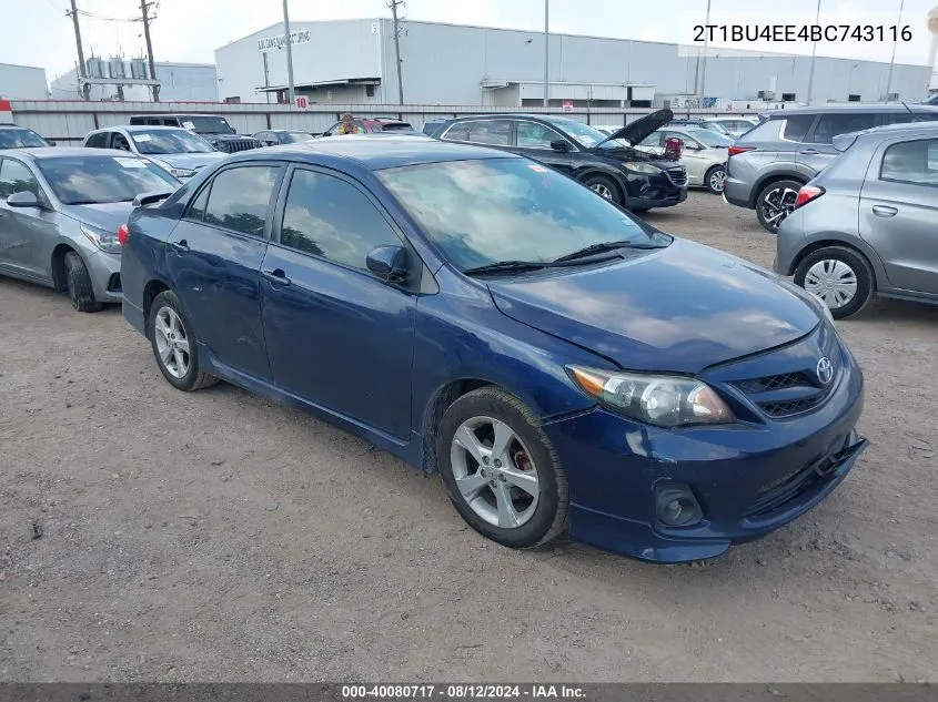 2011 Toyota Corolla S VIN: 2T1BU4EE4BC743116 Lot: 40080717