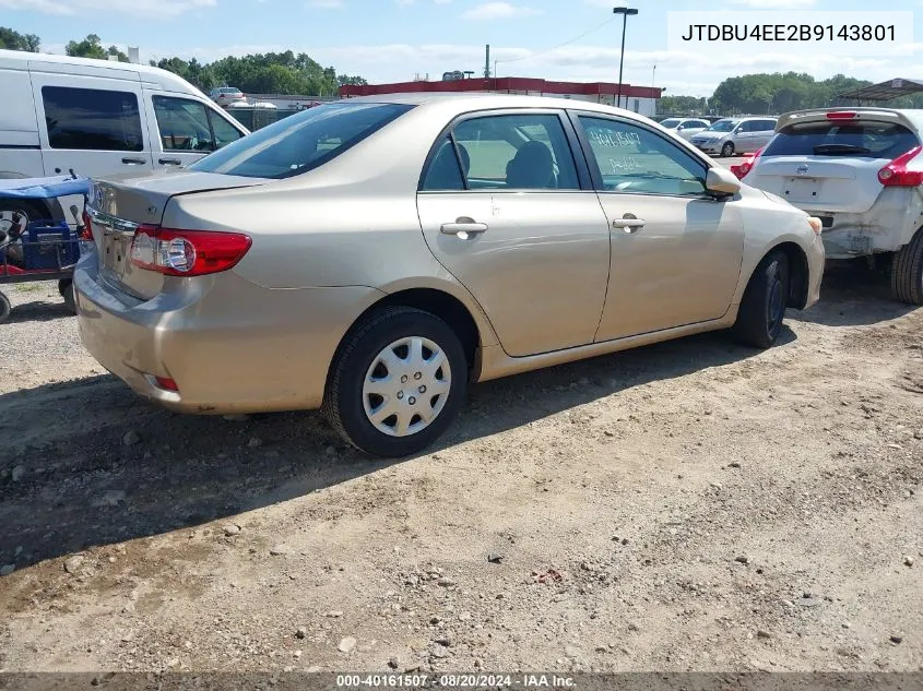 2011 Toyota Corolla Le VIN: JTDBU4EE2B9143801 Lot: 40161507