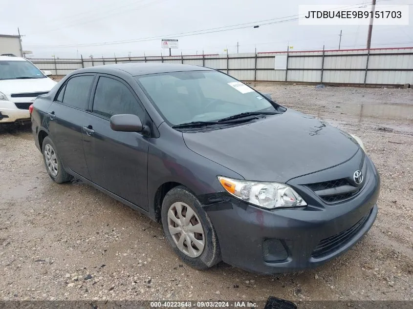 2011 Toyota Corolla Le VIN: JTDBU4EE9B9151703 Lot: 40223648