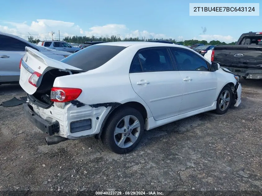 2011 Toyota Corolla S VIN: 2T1BU4EE7BC643124 Lot: 40223729