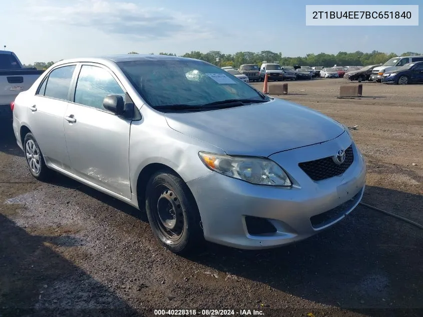 2011 Toyota Corolla Le VIN: 2T1BU4EE7BC651840 Lot: 40228318