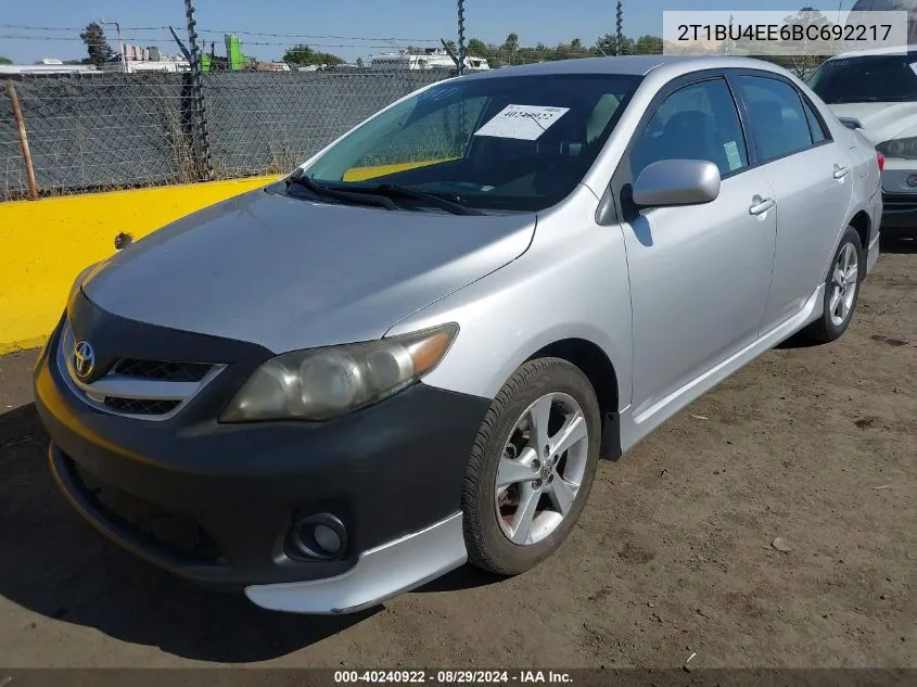 2011 Toyota Corolla S VIN: 2T1BU4EE6BC692217 Lot: 40240922