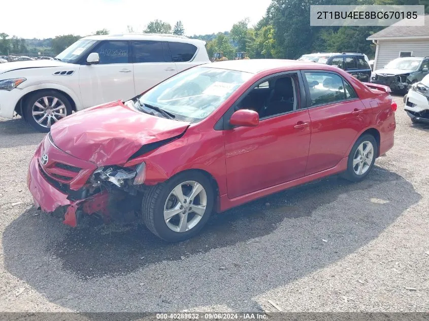 2011 Toyota Corolla S VIN: 2T1BU4EE8BC670185 Lot: 40289632