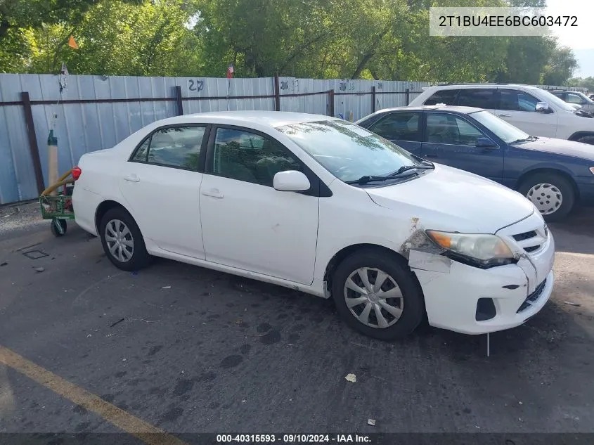 2011 Toyota Corolla Le VIN: 2T1BU4EE6BC603472 Lot: 40315593