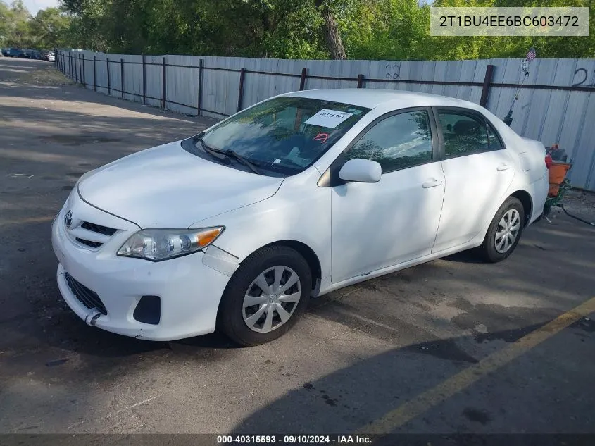 2011 Toyota Corolla Le VIN: 2T1BU4EE6BC603472 Lot: 40315593