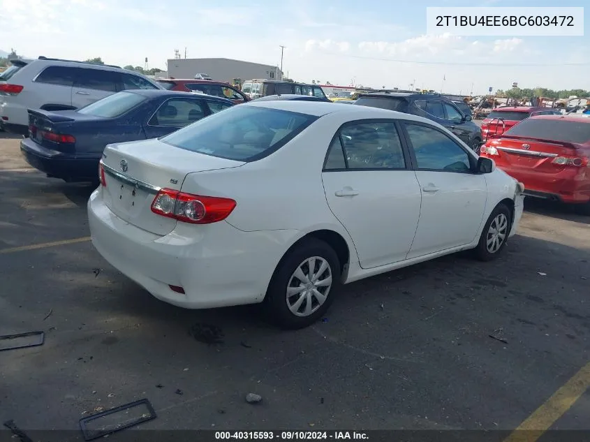 2011 Toyota Corolla Le VIN: 2T1BU4EE6BC603472 Lot: 40315593