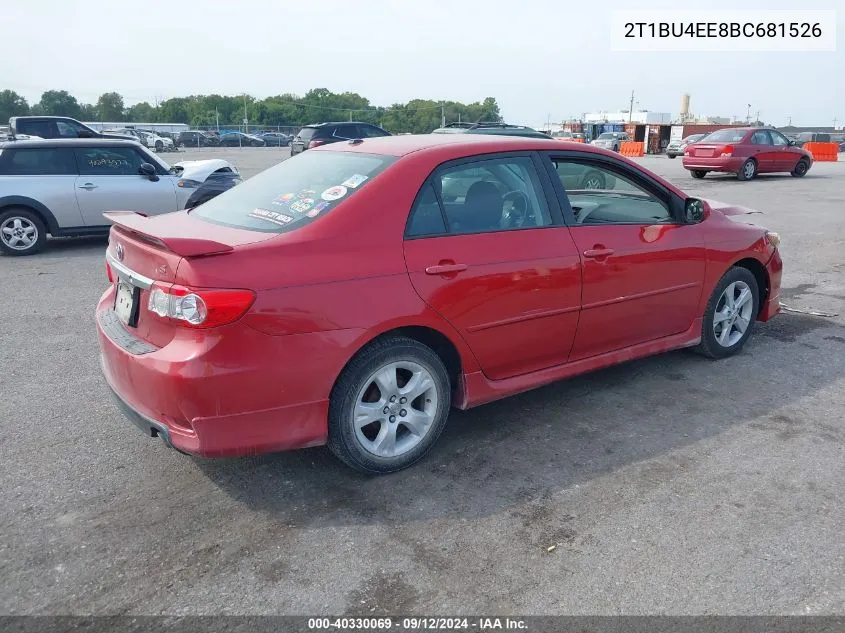 2011 Toyota Corolla S/Le VIN: 2T1BU4EE8BC681526 Lot: 40330069