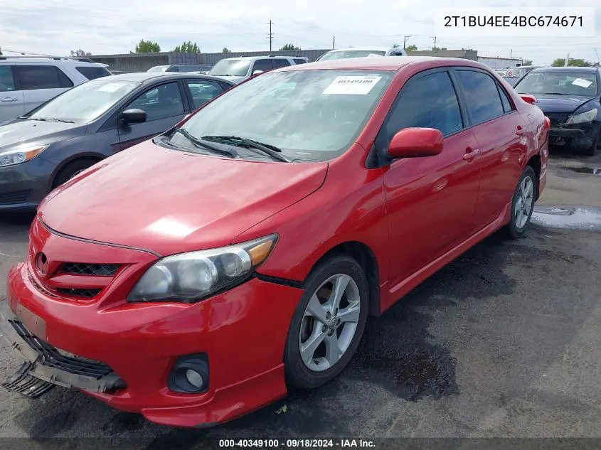 2011 Toyota Corolla S VIN: 2T1BU4EE4BC674671 Lot: 40349100