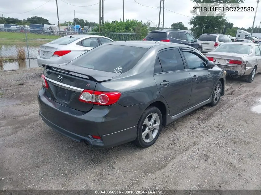 2011 Toyota Corolla S VIN: 2T1BU4EE1BC722580 Lot: 40356916