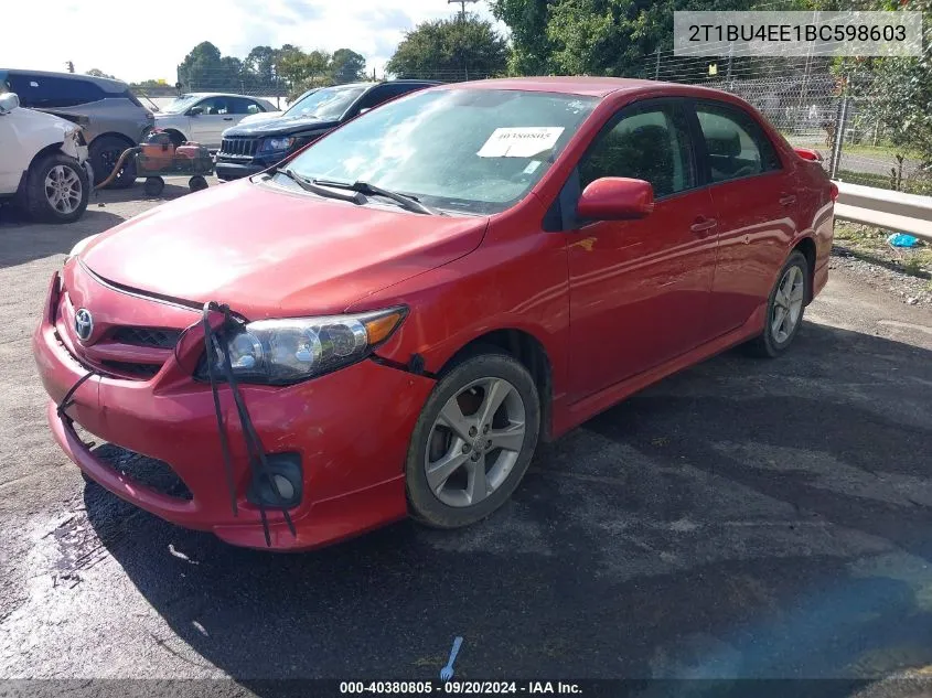 2011 Toyota Corolla S VIN: 2T1BU4EE1BC598603 Lot: 40380805