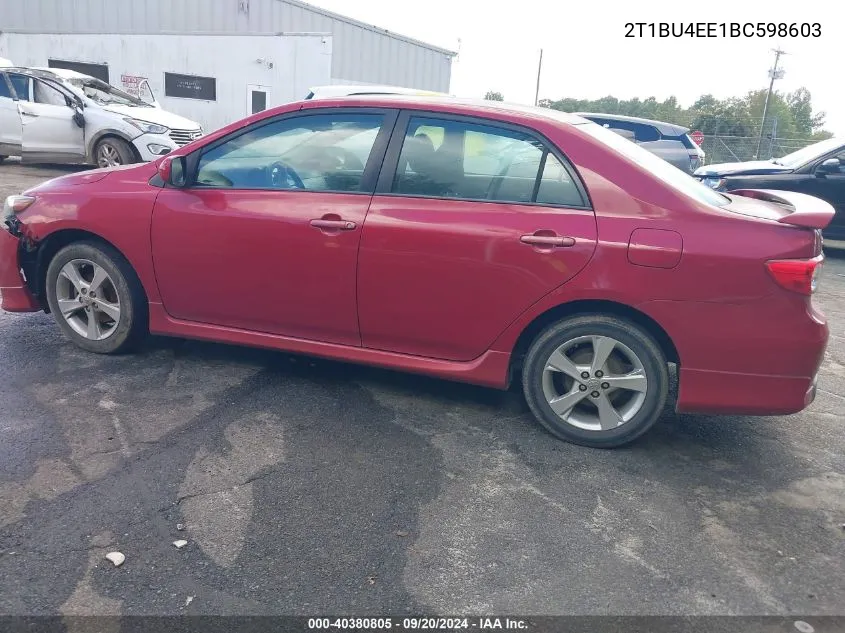 2011 Toyota Corolla S VIN: 2T1BU4EE1BC598603 Lot: 40380805