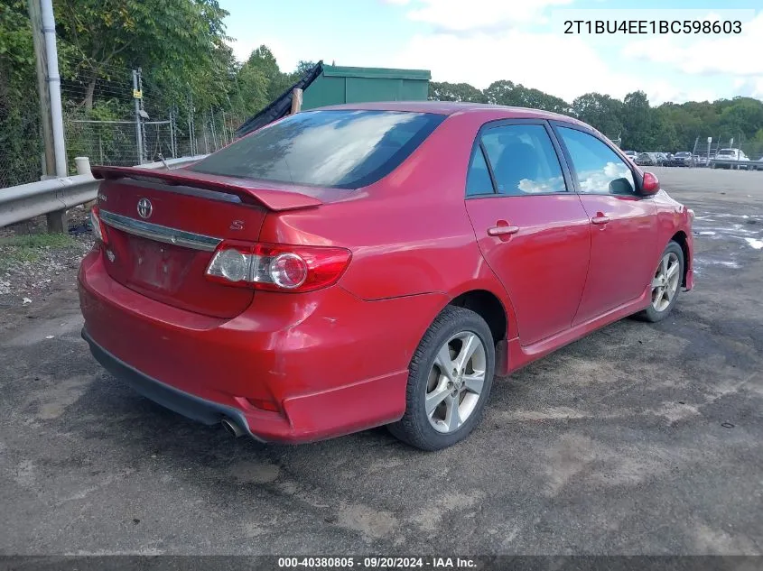 2011 Toyota Corolla S VIN: 2T1BU4EE1BC598603 Lot: 40380805