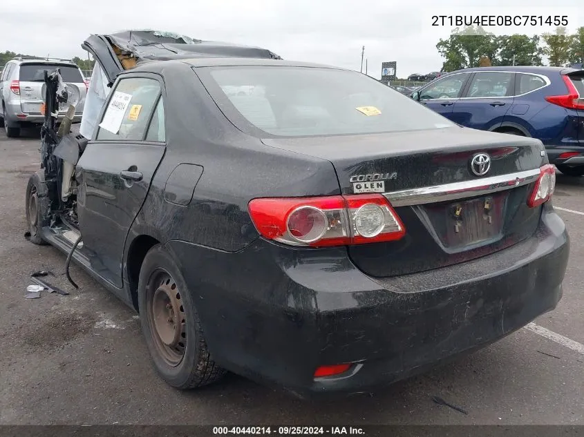 2011 Toyota Corolla Le VIN: 2T1BU4EE0BC751455 Lot: 40440214