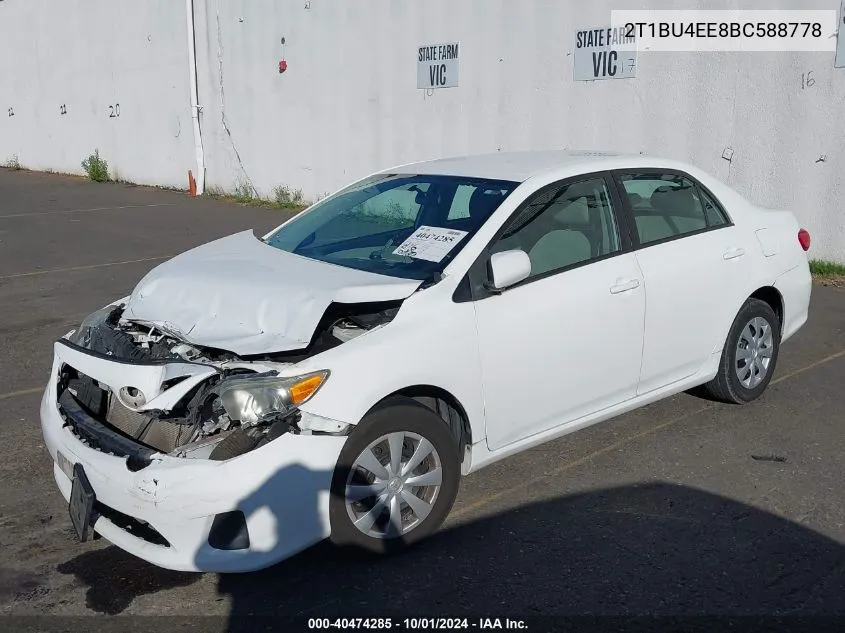 2011 Toyota Corolla S/Le VIN: 2T1BU4EE8BC588778 Lot: 40474285