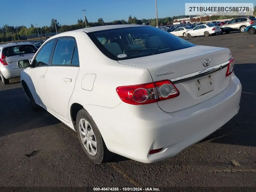 2011 Toyota Corolla S/Le VIN: 2T1BU4EE8BC588778 Lot: 40474285