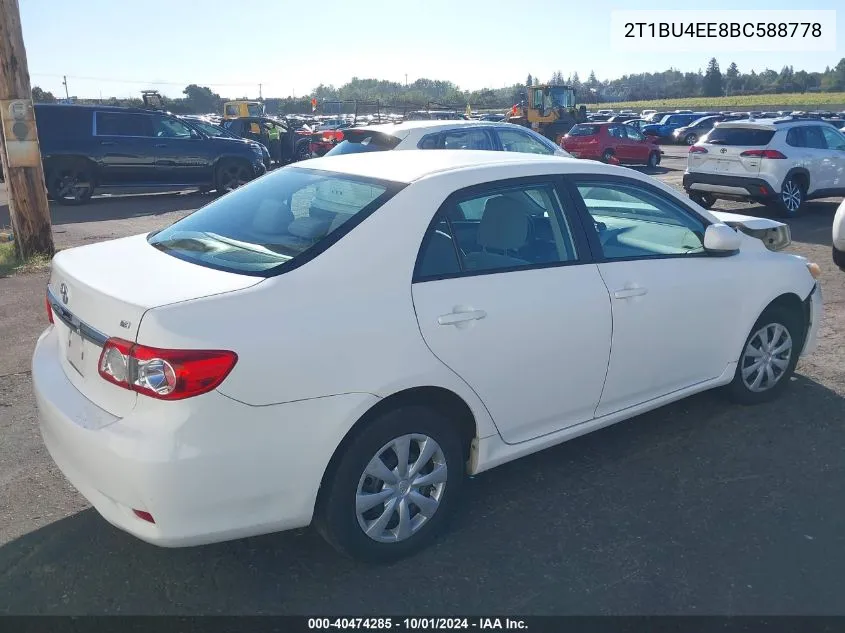 2011 Toyota Corolla S/Le VIN: 2T1BU4EE8BC588778 Lot: 40474285