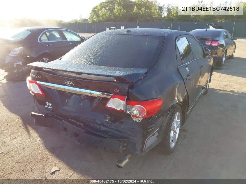 2011 Toyota Corolla S VIN: 2T1BU4EE1BC742618 Lot: 40482175