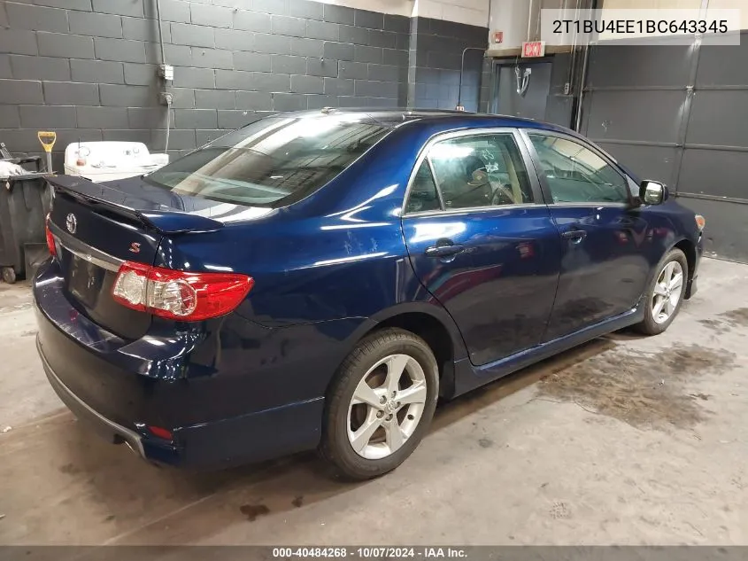 2011 Toyota Corolla S VIN: 2T1BU4EE1BC643345 Lot: 40484268