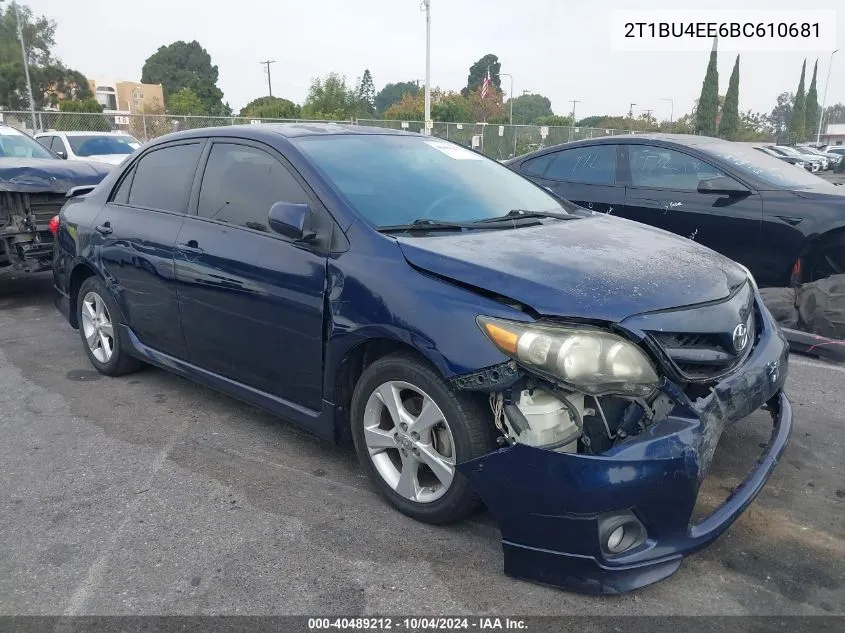 2011 Toyota Corolla S VIN: 2T1BU4EE6BC610681 Lot: 40489212