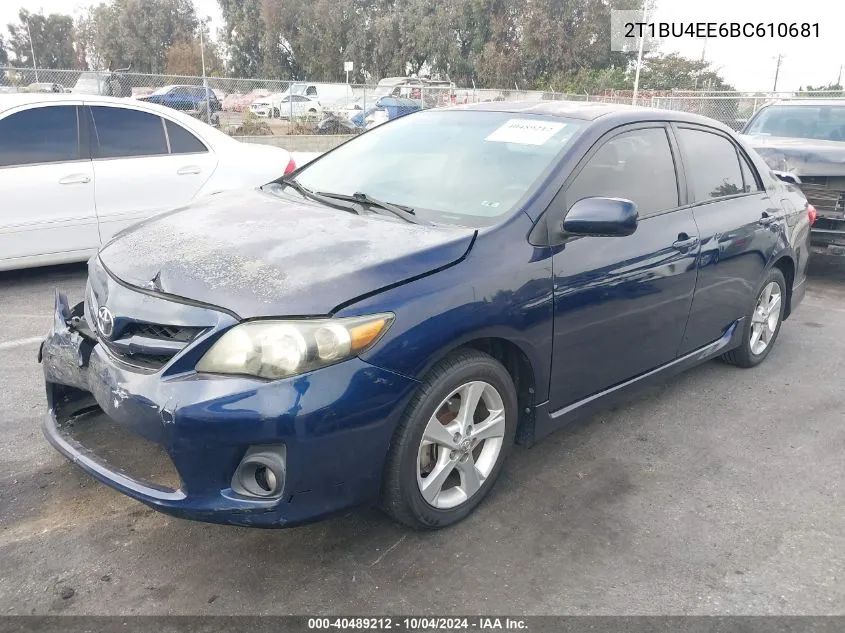 2011 Toyota Corolla S VIN: 2T1BU4EE6BC610681 Lot: 40489212