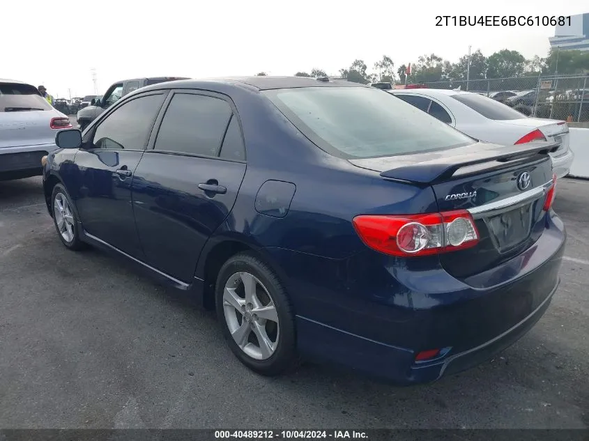 2011 Toyota Corolla S VIN: 2T1BU4EE6BC610681 Lot: 40489212