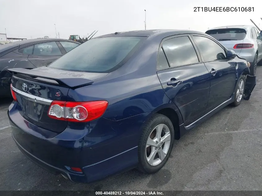 2011 Toyota Corolla S VIN: 2T1BU4EE6BC610681 Lot: 40489212