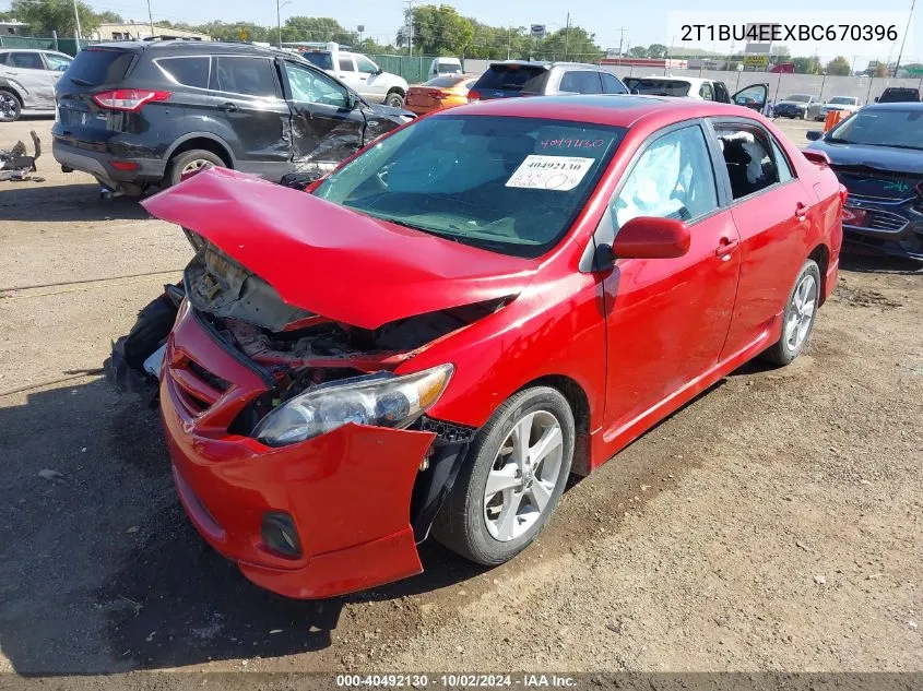 2011 Toyota Corolla S VIN: 2T1BU4EEXBC670396 Lot: 40492130