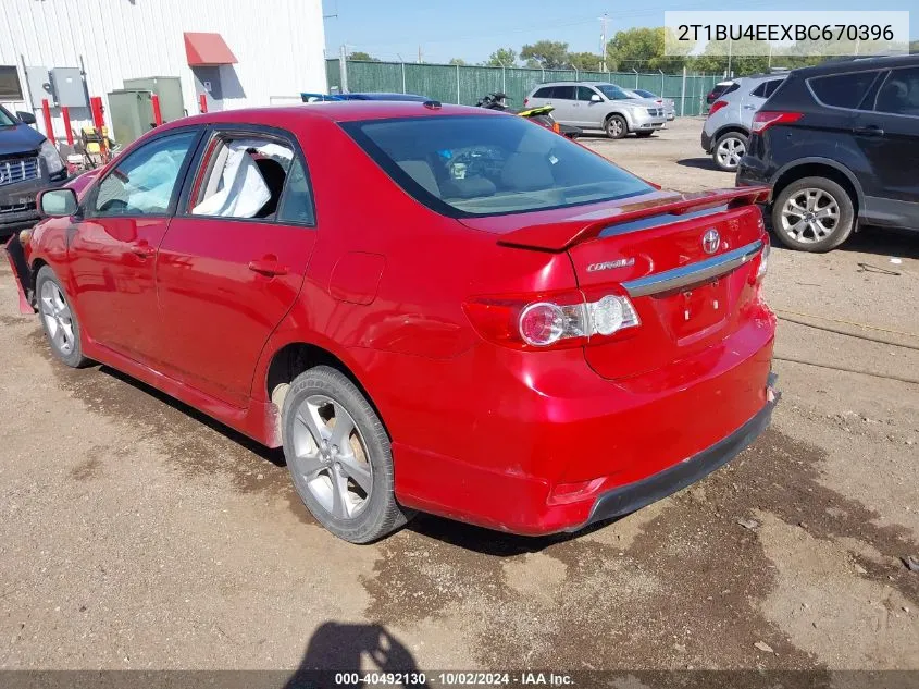 2011 Toyota Corolla S VIN: 2T1BU4EEXBC670396 Lot: 40492130