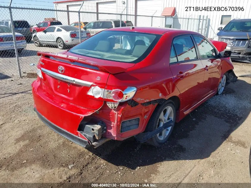 2011 Toyota Corolla S VIN: 2T1BU4EEXBC670396 Lot: 40492130