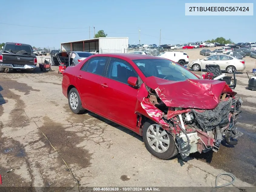 2011 Toyota Corolla Le VIN: 2T1BU4EE0BC567424 Lot: 40503639