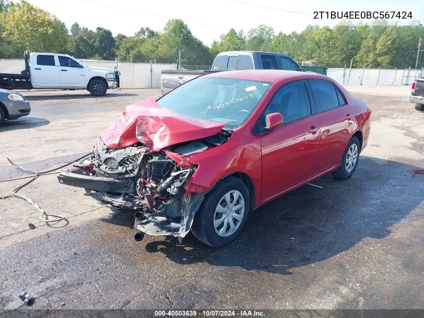 2011 Toyota Corolla Le VIN: 2T1BU4EE0BC567424 Lot: 40503639